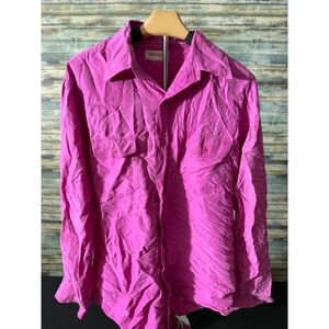 Sheplers Western Shirt XL Pink Excellent 100% Silk Long Sleeve Button Down